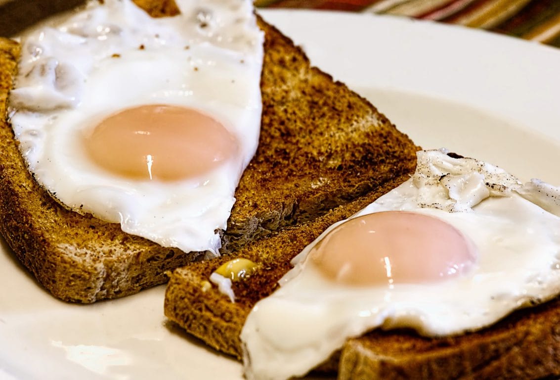 fried eggs, breakfast, toast